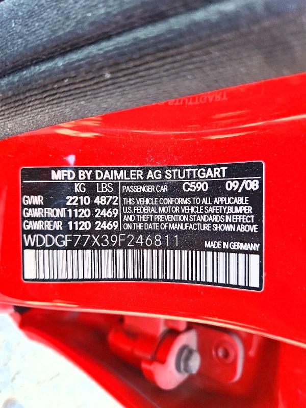 61533356 :رقم المزاد ، WDDGF77X39F246811 vin ، 2009 Mercedes-benz C مزاد بيع