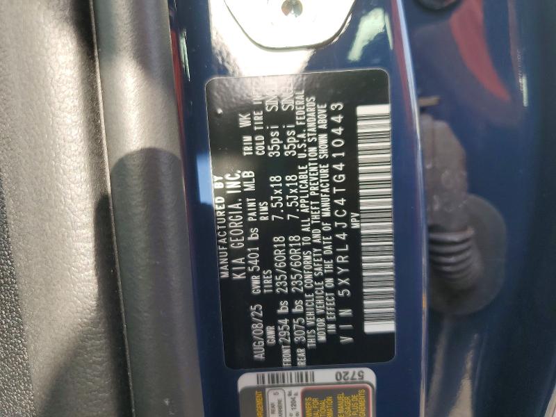 Aukcja sprzedaży 2026 Kia Sorento, vin: 5XYRL4JC4TG410443, numer aukcji: 60267926