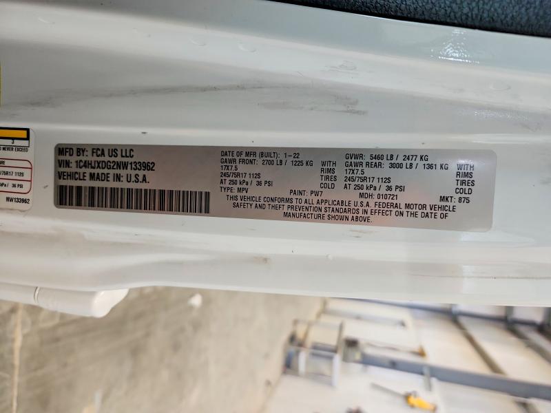 Продажа на аукционе авто 2022 Jeep Wrangler Unlimited, vin: 1C4HJXDG2NW133962, номер лота: 62341166