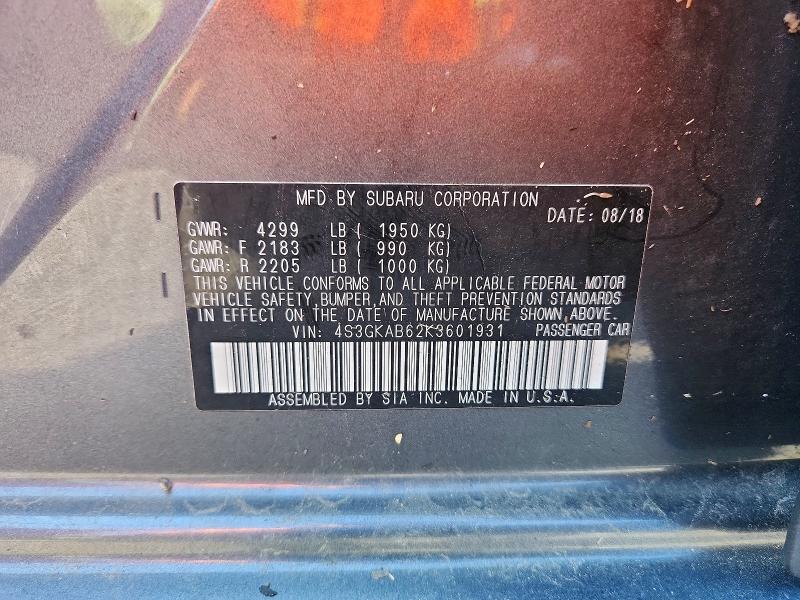 Продаж на аукціоні авто 2019 Subaru Impreza, vin: 4S3GKAB62K3601931, номер лоту: 61754986
