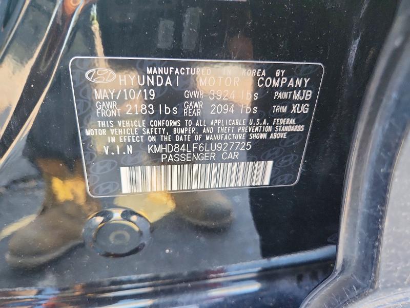 62197986 :رقم المزاد ، KMHD84LF6LU927725 vin ، 2020 Hyundai Elantra مزاد بيع