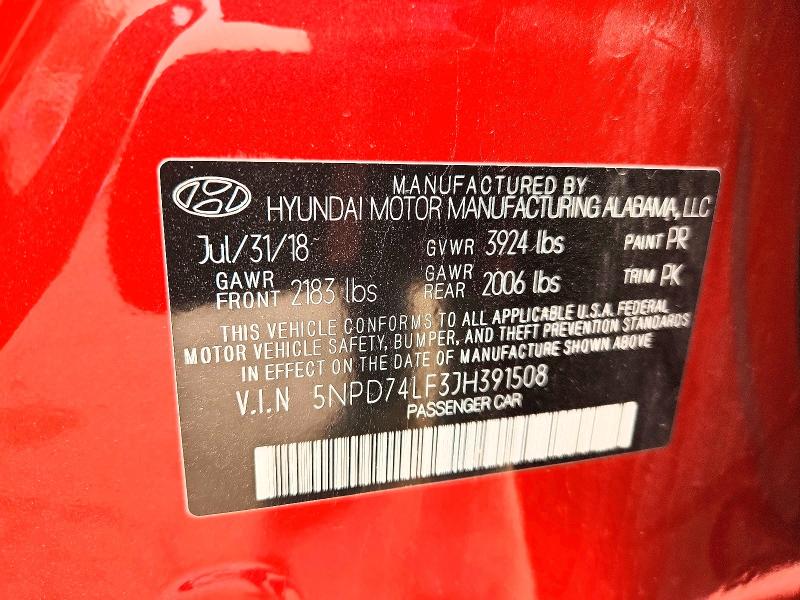 Продажа на аукционе авто 2018 Hyundai Elantra, vin: 5NPD74LF3JH391508, номер лота: 61663596