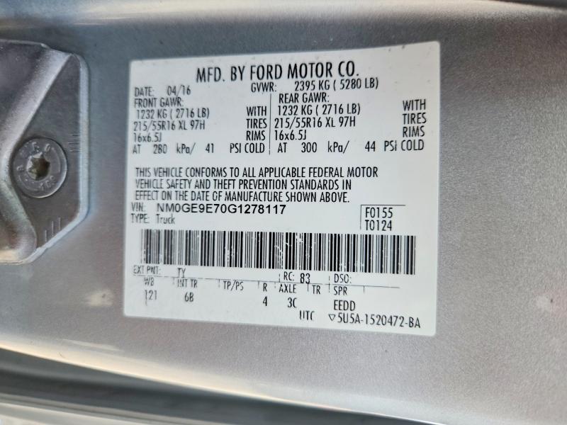 2016 Ford Transit Connect მანქანა იყიდება აუქციონზე, vin: NM0GE9E70G1278117, აუქციონის ნომერი: 67915246