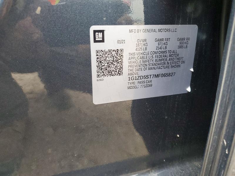 Продаж на аукціоні авто 2021 Chevrolet Malibu, vin: 1G1ZD5ST7MF065827, номер лоту: 60460386