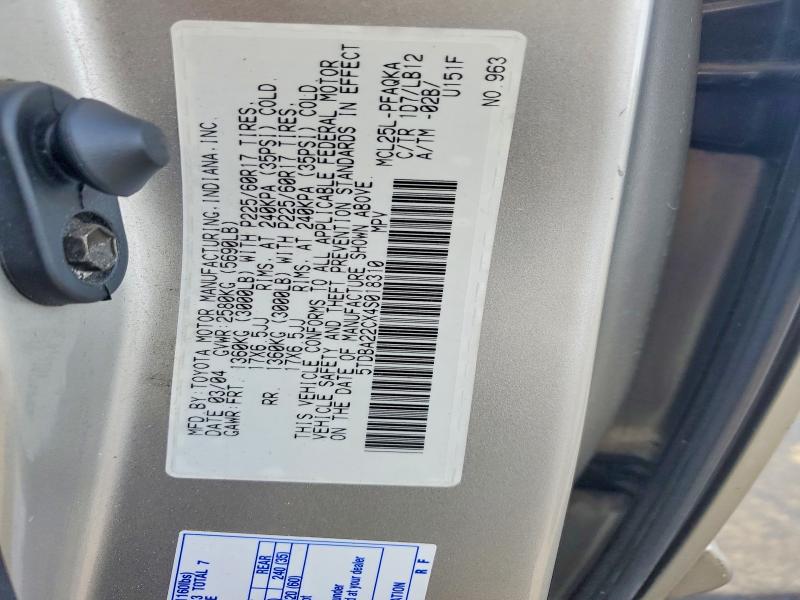 59729666 :رقم المزاد ، 5TDBA22CX4S018310 vin ، 2004 Toyota Sienna مزاد بيع
