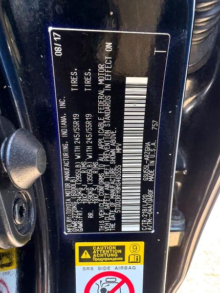 2017 Toyota Highlander მანქანა იყიდება აუქციონზე, vin: 5TDDZRFH9HS465555, აუქციონის ნომერი: 59861886