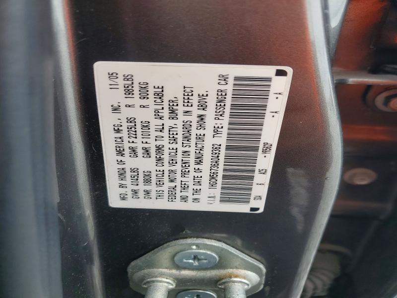 Aukcja sprzedaży 2006 Honda Accord, vin: 1HGCM56736A049362, numer aukcji: 62893446