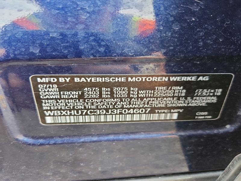 2018 Bmw X1 მანქანა იყიდება აუქციონზე, vin: WBXHU7C39J3F04607, აუქციონის ნომერი: 62536286