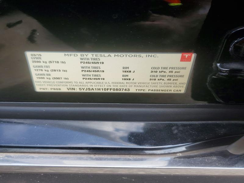 Продаж на аукціоні авто 2015 Tesla Model S, vin: 5YJSA1H10FF080743, номер лоту: 97682855