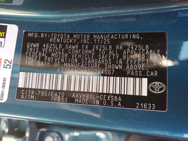 Aukcja sprzedaży 2026 Toyota Camry, vin: 4T1DAACK8TU244067, numer aukcji: 60458446