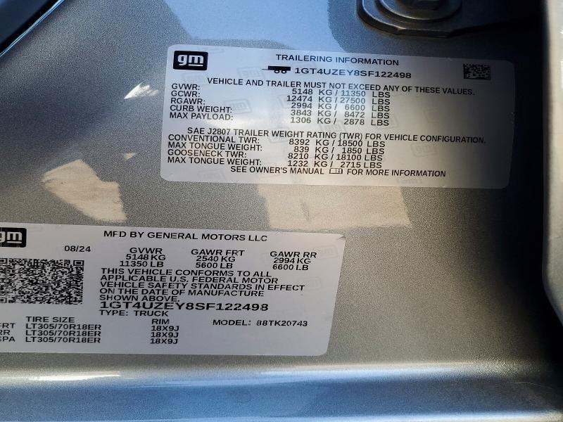Aukcja sprzedaży 2025 Gmc Sierra, vin: 1GT4UZEY8SF122498, numer aukcji: 59541126