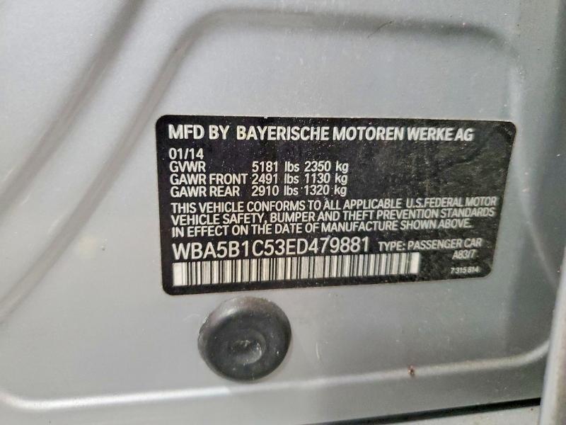 2014 Bmw 535 მანქანა იყიდება აუქციონზე, vin: WBA5B1C53ED479881, აუქციონის ნომერი: 59219566