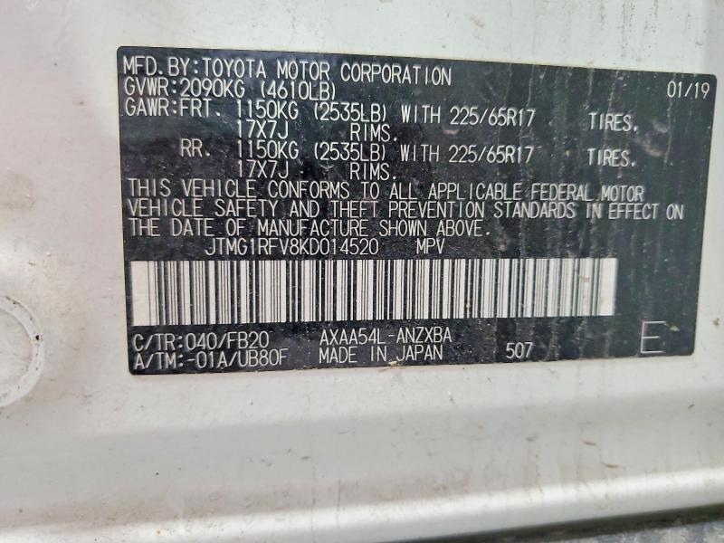 Aukcja sprzedaży 2019 Toyota Rav4, vin: JTMG1RFV8KD014520, numer aukcji: 62270916