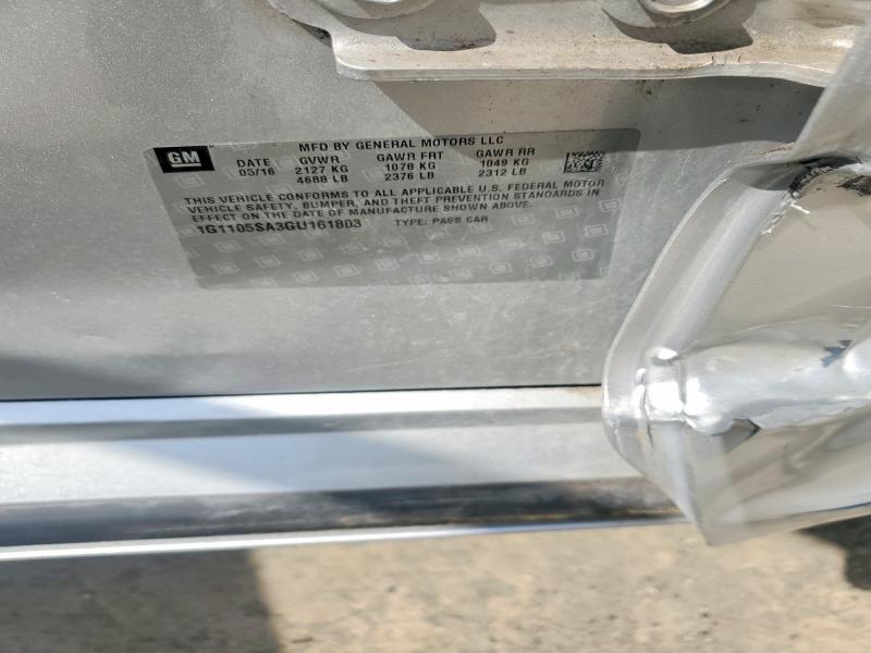 61192486 :رقم المزاد ، 1G1105SA3GU161803 vin ، 2016 Chevrolet Impala مزاد بيع