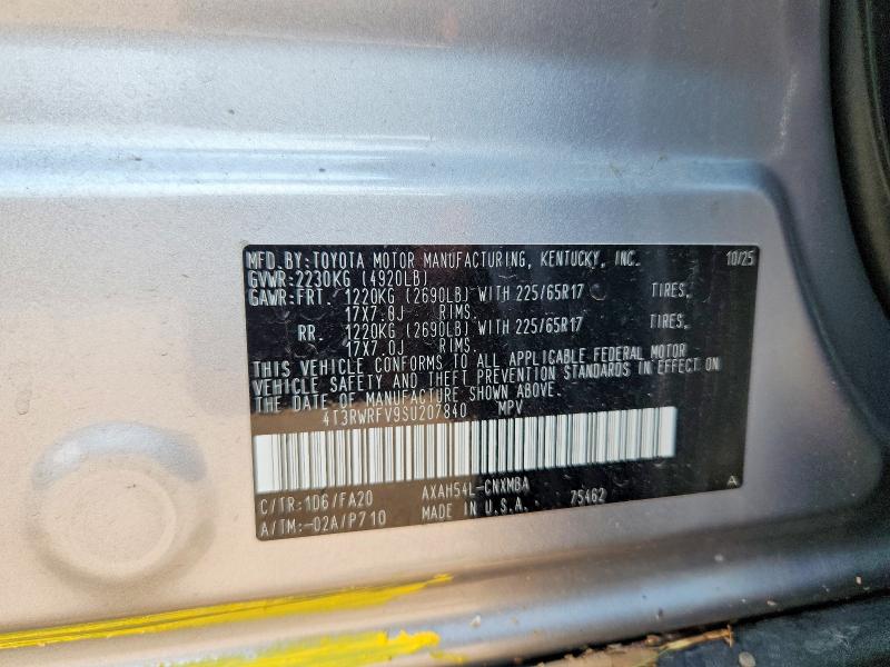 2025 Toyota Rav4 Hybrid მანქანა იყიდება აუქციონზე, vin: 4T3RWRFV9SU207840, აუქციონის ნომერი: 60697016