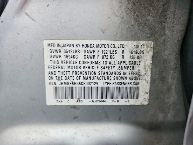 Продажа на аукционе авто 2012 Honda Fit, vin: JHMGE8H38CS002129, номер лота: 60802426