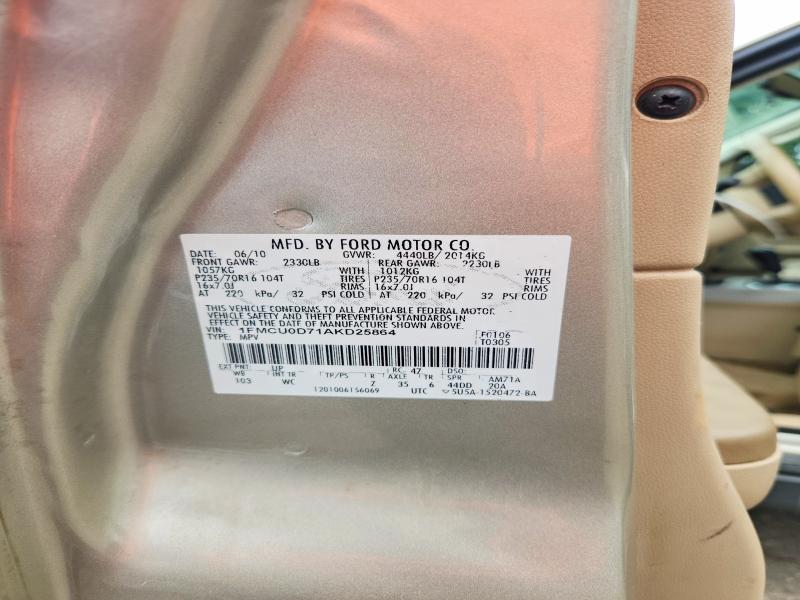 2010 Ford Escape მანქანა იყიდება აუქციონზე, vin: 1FMCU0D71AKD25864, აუქციონის ნომერი: 62906366