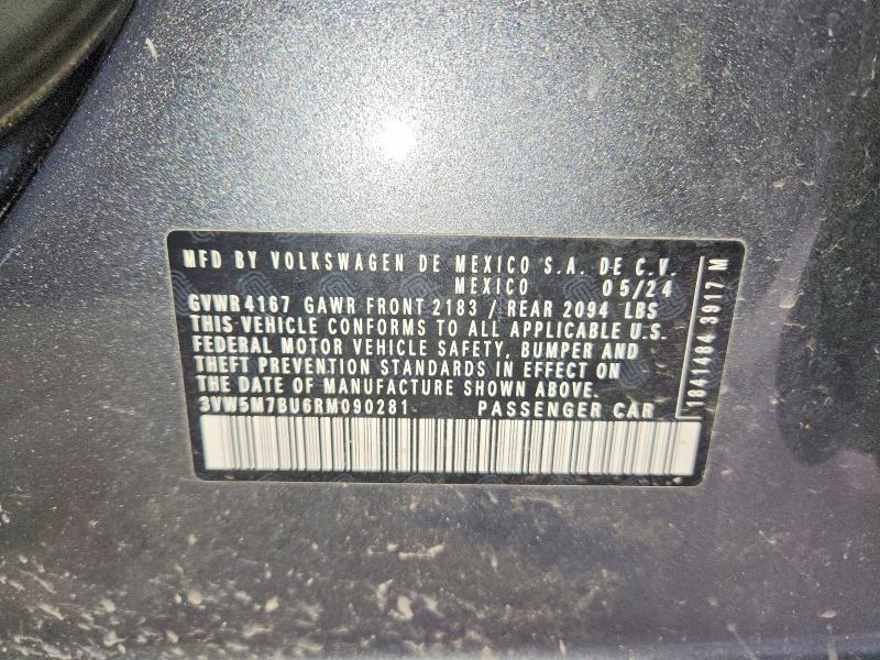62422616 :رقم المزاد ، 3VW5M7BU6RM090281 vin ، 2024 Volkswagen Jetta مزاد بيع