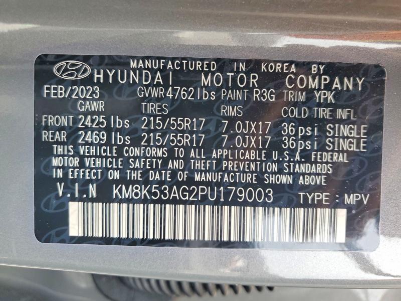2023 Hyundai Kona მანქანა იყიდება აუქციონზე, vin: KM8K53AG2PU179003, აუქციონის ნომერი: 63140486