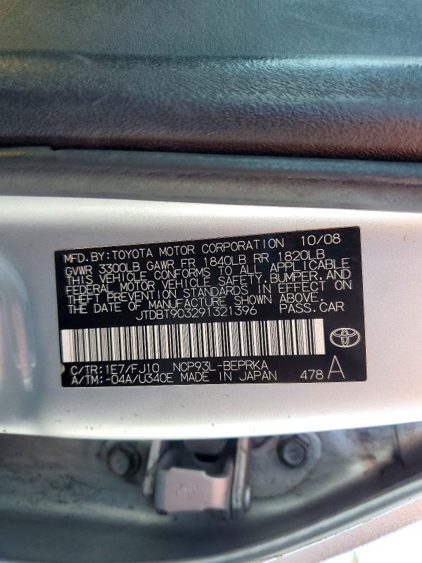 Продаж на аукціоні авто 2009 Toyota Yaris, vin: JTDBT903291321396, номер лоту: 61388536