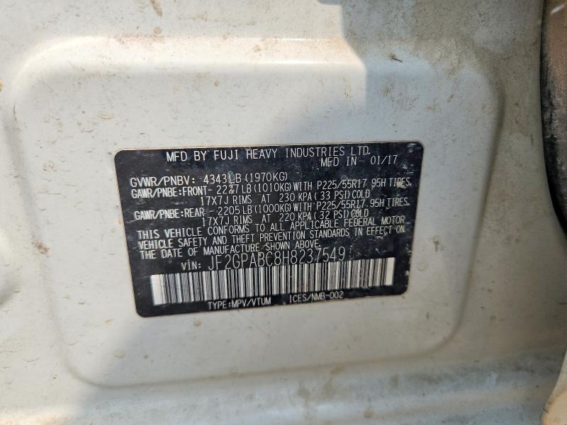 2017 Subaru Crosstrek მანქანა იყიდება აუქციონზე, vin: JF2GPABC8H8237549, აუქციონის ნომერი: 63175346