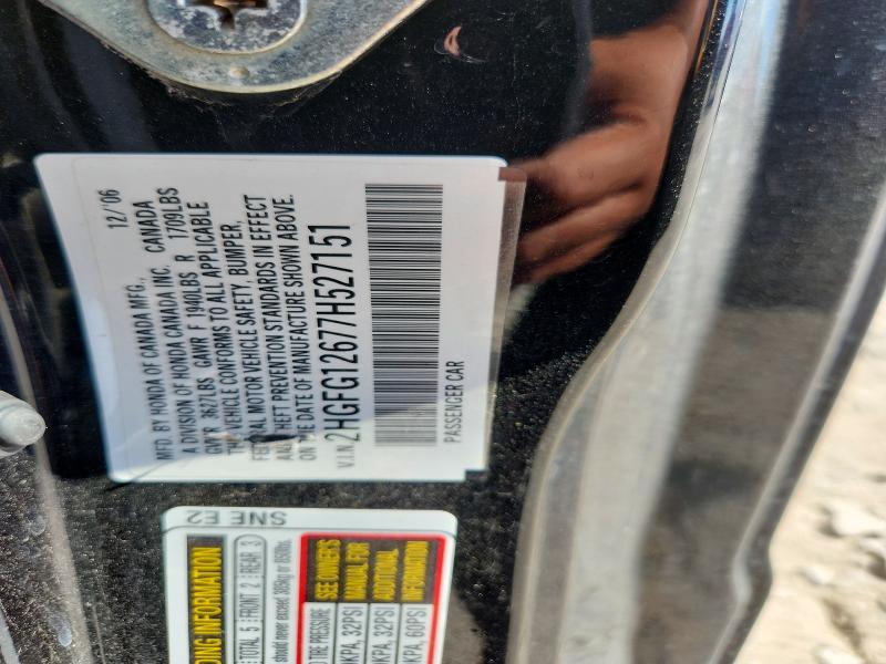 Продаж на аукціоні авто 2007 Honda Civic, vin: 2HGFG12677H527151, номер лоту: 62373106