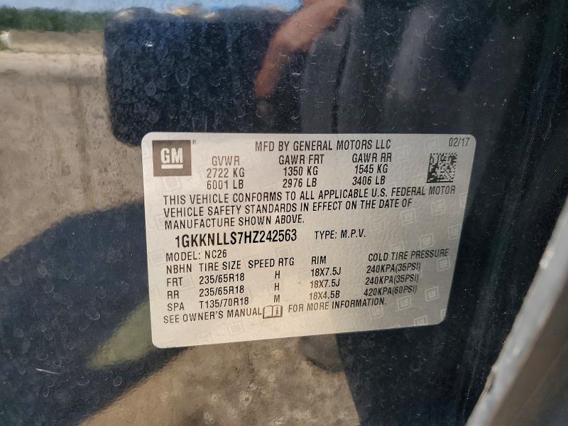 Aukcja sprzedaży 2017 Gmc Acadia, vin: 1GKKNLLS7HZ242563, numer aukcji: 63171276