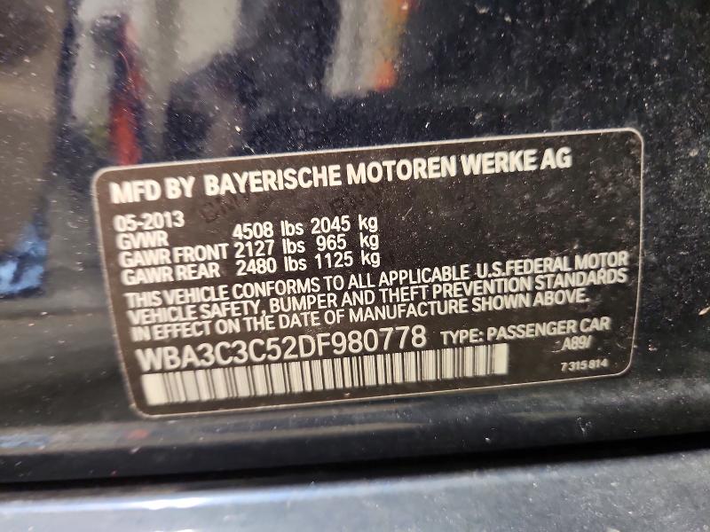 Продаж на аукціоні авто 2013 Bmw 320, vin: WBA3C3C52DF980778, номер лоту: 59800476
