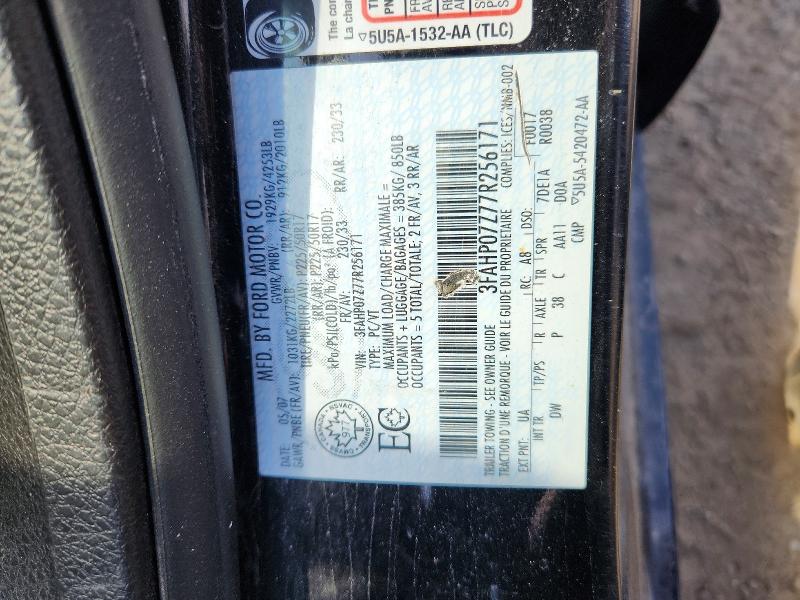 59614716 :رقم المزاد ، 3FAHP07Z77R256171 vin ، 2007 Ford Fusion مزاد بيع