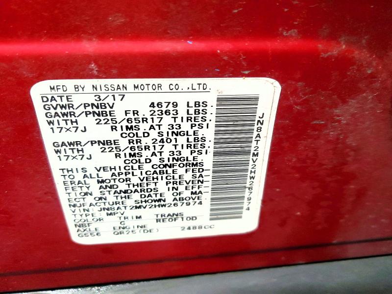 Aukcja sprzedaży 2017 Nissan Rogue, vin: JN8AT2MV2HW267974, numer aukcji: 61408536