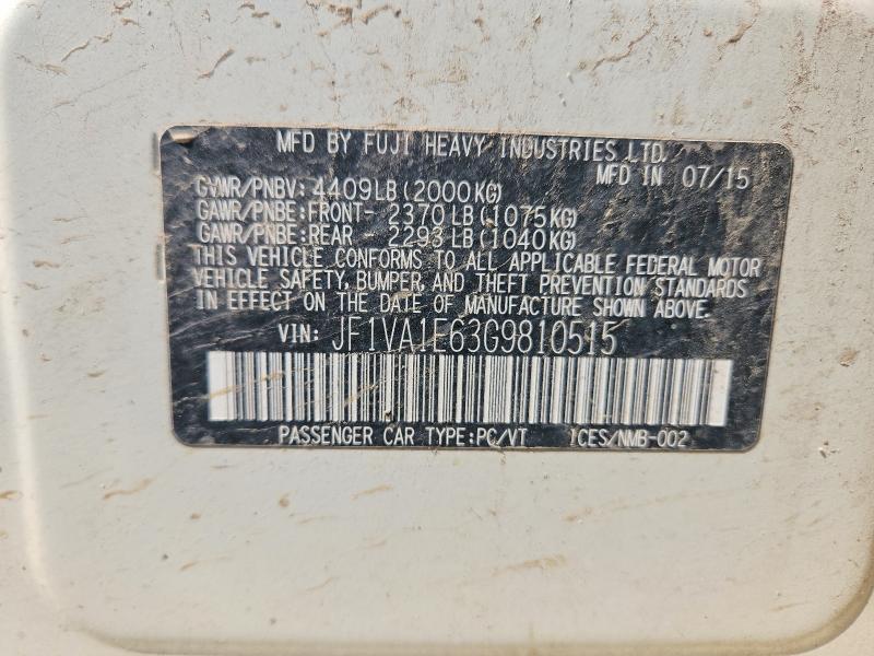 Aukcja sprzedaży 2016 Subaru Wrx, vin: JF1VA1E63G9810515, numer aukcji: 61799686