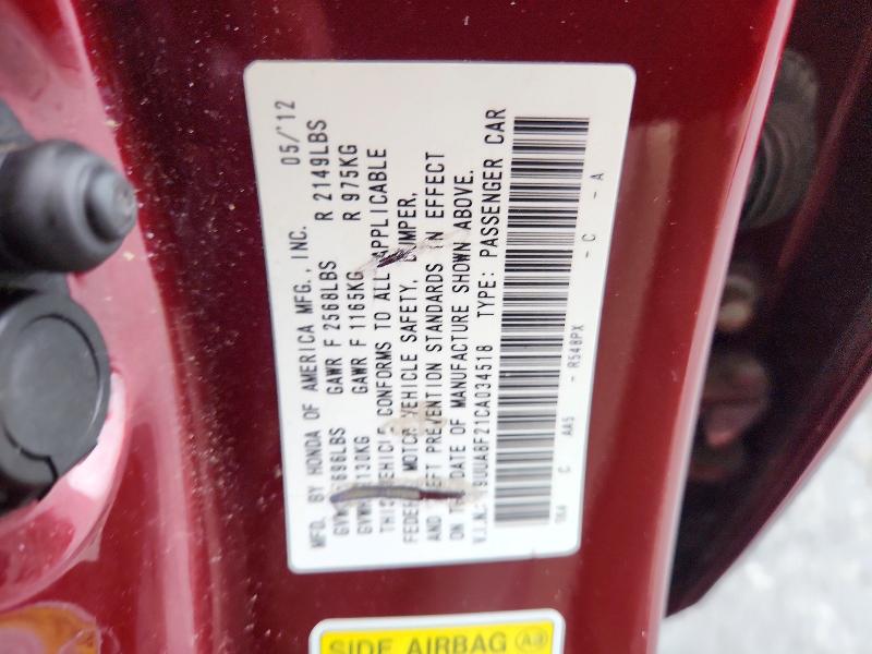 Aukcja sprzedaży 2012 Acura Tl, vin: 19UUA8F21CA034518, numer aukcji: 61851746