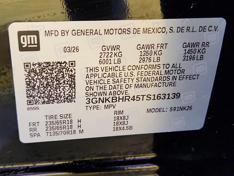 Продаж на аукціоні авто 2026 Chevrolet Blazer, vin: 3GNKBHR45TS163139, номер лоту: 60006396