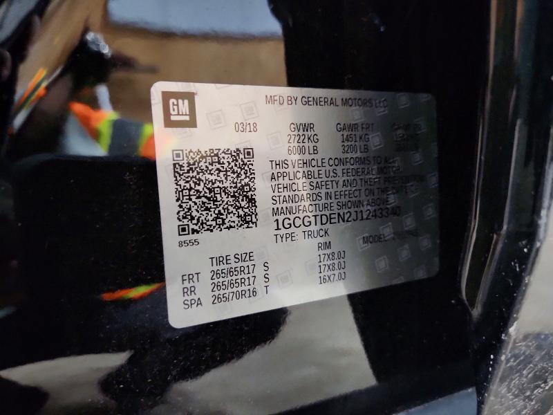 59791486 :رقم المزاد ، 1GCGTDEN2J1243340 vin ، 2018 Chevrolet Colorado مزاد بيع