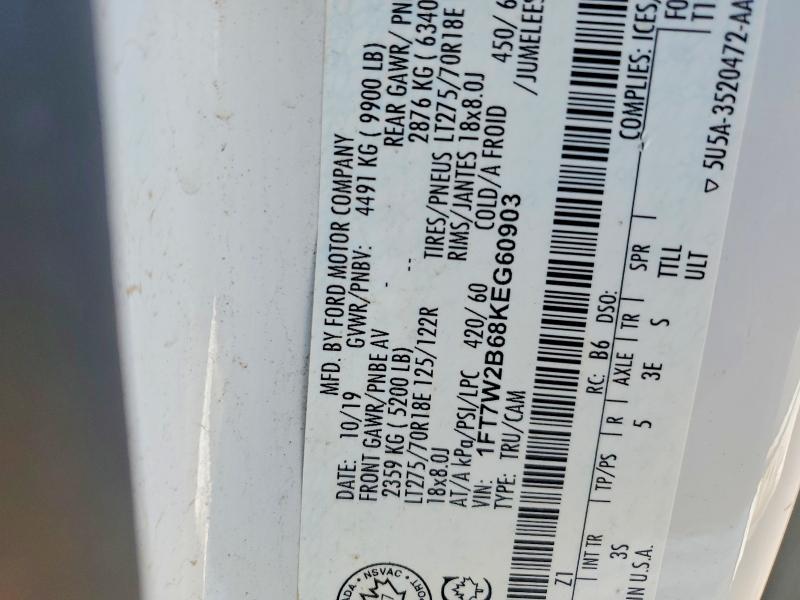 85626455 :رقم المزاد ، 1FT7W2B68KEG60903 vin ، 2019 Ford F250 مزاد بيع