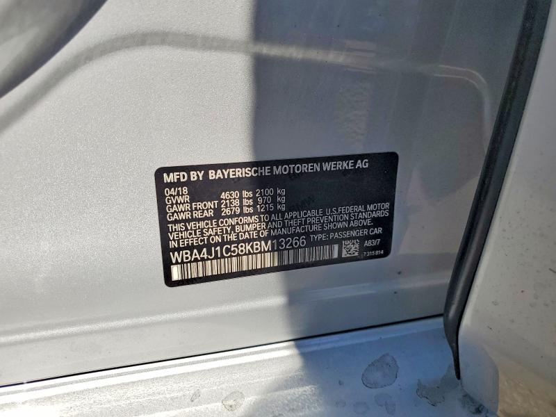 60699986 :رقم المزاد ، WBA4J1C58KBM13266 vin ، 2019 Bmw 430i مزاد بيع