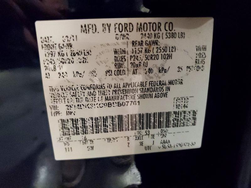 2011 Ford Edge მანქანა იყიდება აუქციონზე, vin: 2FMDK3KC9BBB07761, აუქციონის ნომერი: 60303346