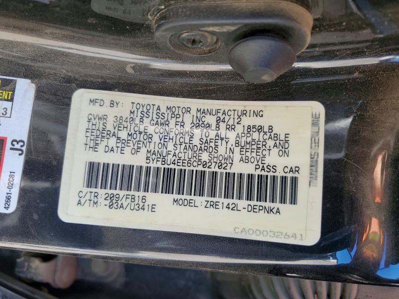 Продаж на аукціоні авто 2012 Toyota Corolla, vin: 5YFBU4EE6CP027027, номер лоту: 60216616