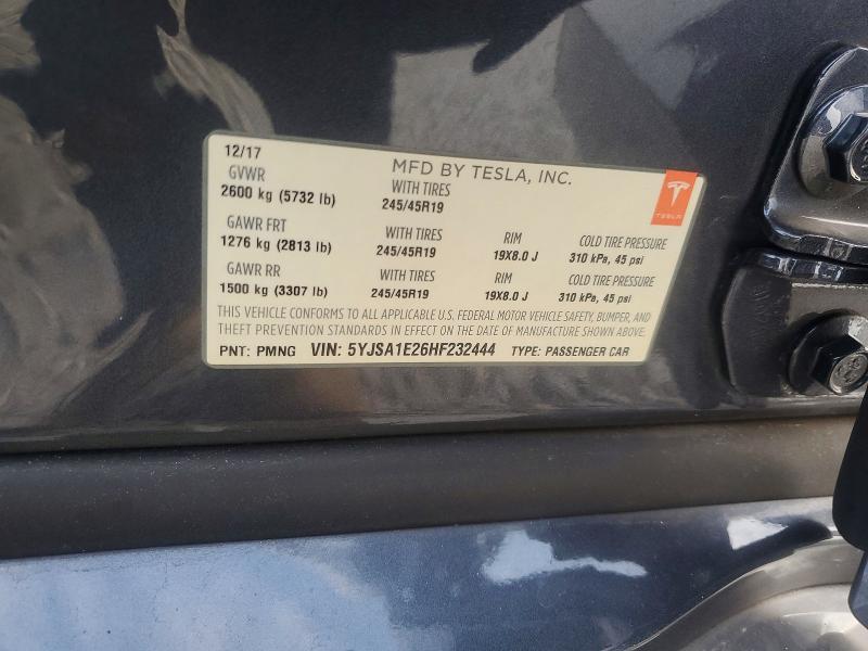 Продаж на аукціоні авто 2017 Tesla Model S, vin: 5YJSA1E26HF232444, номер лоту: 63320856