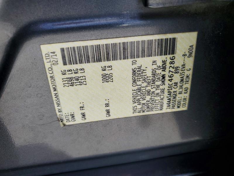 Продаж на аукціоні авто 2014 Nissan Maxima, vin: 1N4AA5AP1EC467286, номер лоту: 58921416