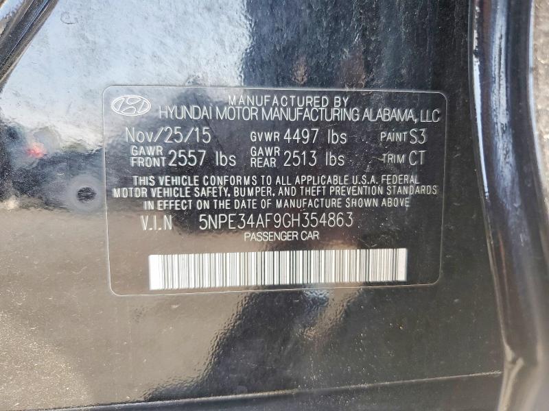 59298706 :رقم المزاد ، 5NPE34AF9GH354863 vin ، 2016 Hyundai Sonata مزاد بيع