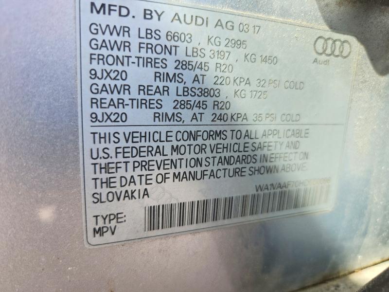 Aukcja sprzedaży 2017 Audi Q7, vin: WA1VAAF70HD050098, numer aukcji: 59879766