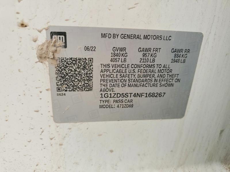 Aukcja sprzedaży 2022 Chevrolet Malibu, vin: 1G1ZD5ST4NF168267, numer aukcji: 60701436
