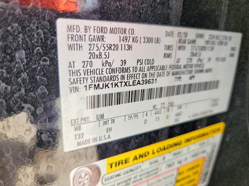 62251336 :رقم المزاد ، 1FMJK1KTXLEA39631 vin ، 2020 Ford Expedition مزاد بيع