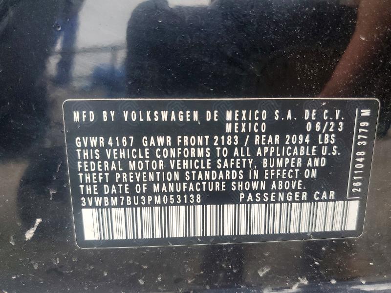 2023 Volkswagen Jetta მანქანა იყიდება აუქციონზე, vin: 3VWBM7BU3PM053138, აუქციონის ნომერი: 60038896