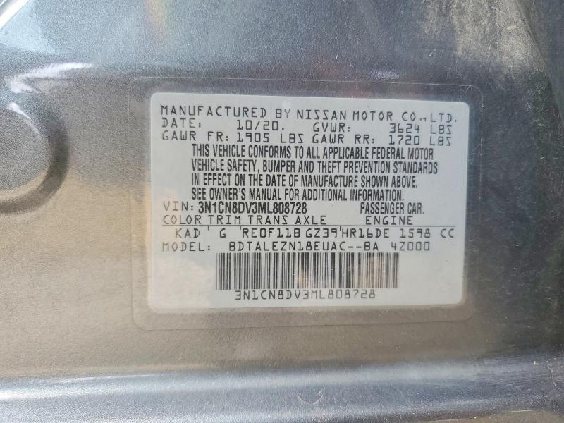 Aukcja sprzedaży 2021 Nissan Versa, vin: 3N1CN8DV3ML808728, numer aukcji: 60160126