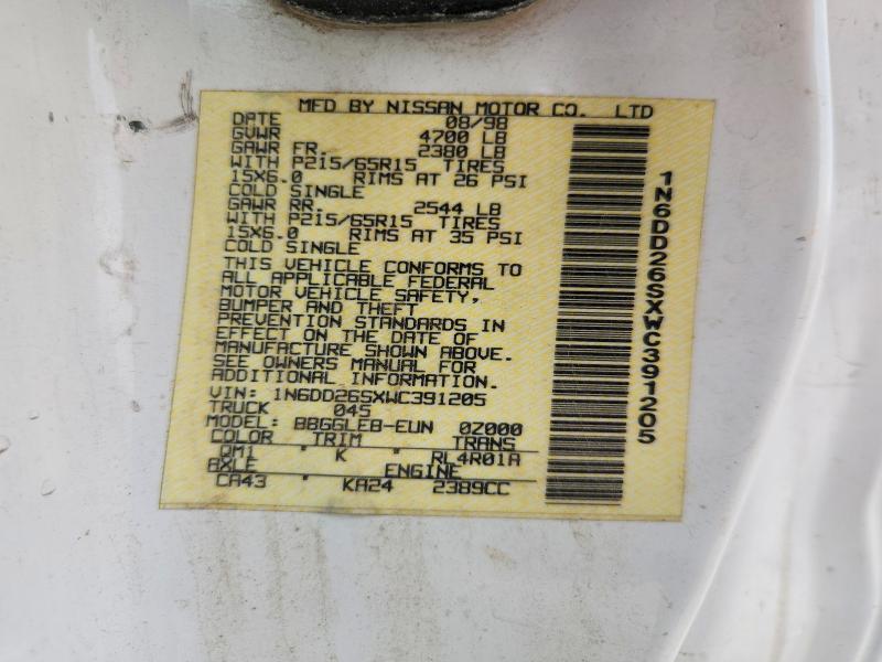Aukcja sprzedaży 1998 Nissan Frontier, vin: 1N6DD26SXWC391205, numer aukcji: 62160446