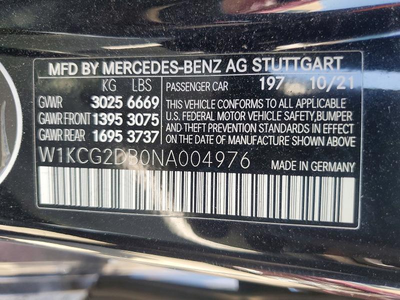Aukcja sprzedaży 2022 Mercedes-benz Eqs Sedan, vin: W1KCG2DB0NA004976, numer aukcji: 62320506