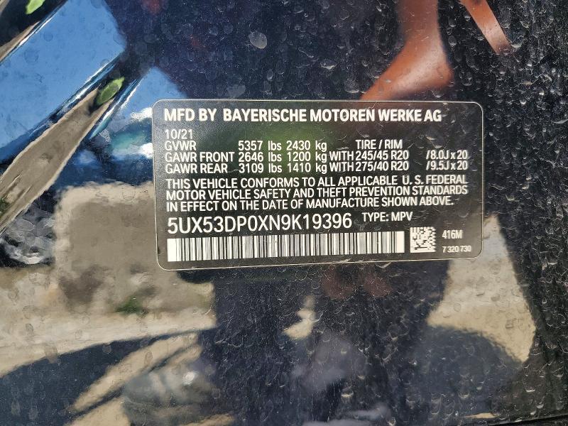 Aukcja sprzedaży 2022 Bmw X3, vin: 5UX53DP0XN9K19396, numer aukcji: 60522586