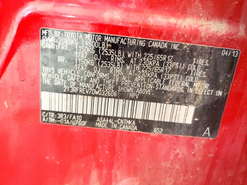 2013 Toyota Rav4 მანქანა იყიდება აუქციონზე, vin: 2T3RFREV7DW032606, აუქციონის ნომერი: 60485796